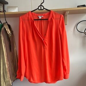 Dalia Collection Orange Long Sleeve Relaxed Blouse